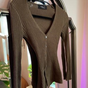 Brown asymmetrical sweater